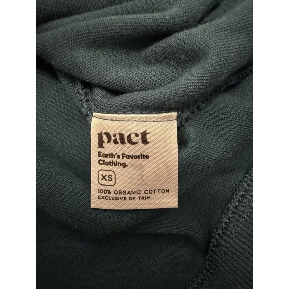Pact XS 100% Organic Cotton Velour Full Zip Hoodie Blue Green Soft Outerwear 90s